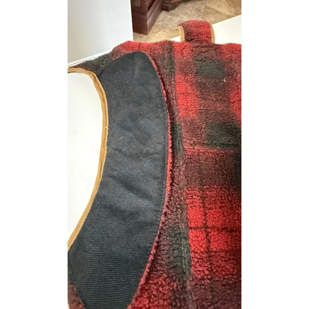 Carhartt Dog Chore Coat Insulated Fleece Vest Jacket Brown/Plaid Large